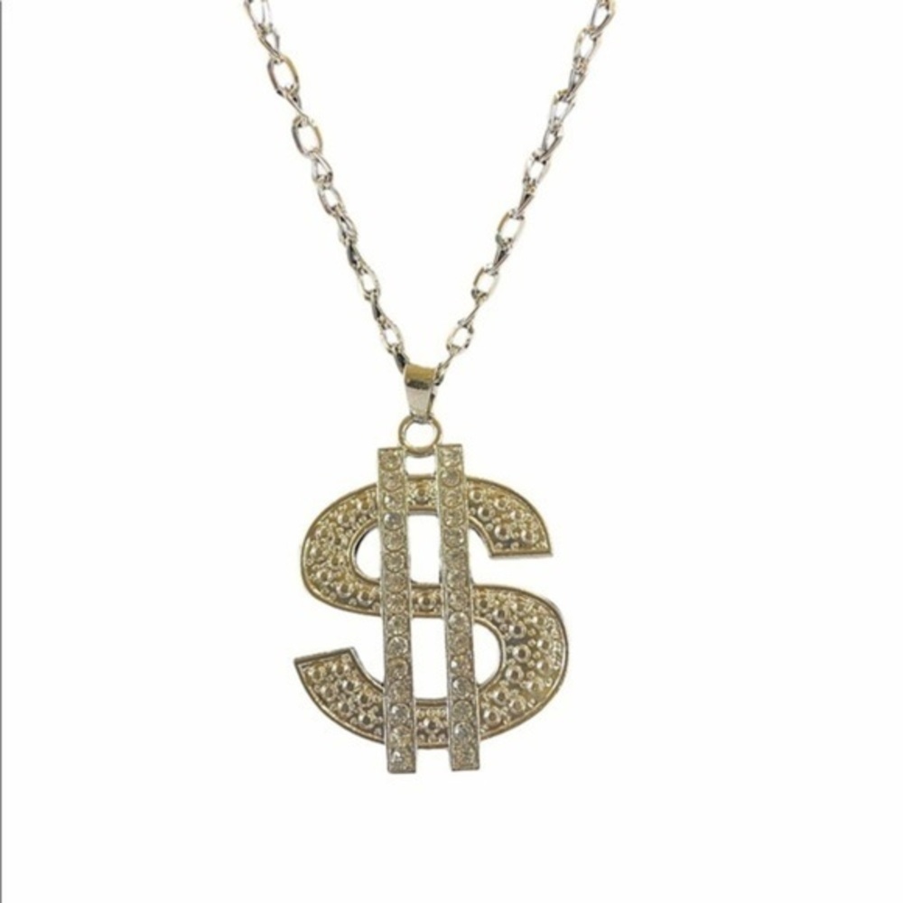 Crystal Dollar Sign Necklace Stainless‎ Steel